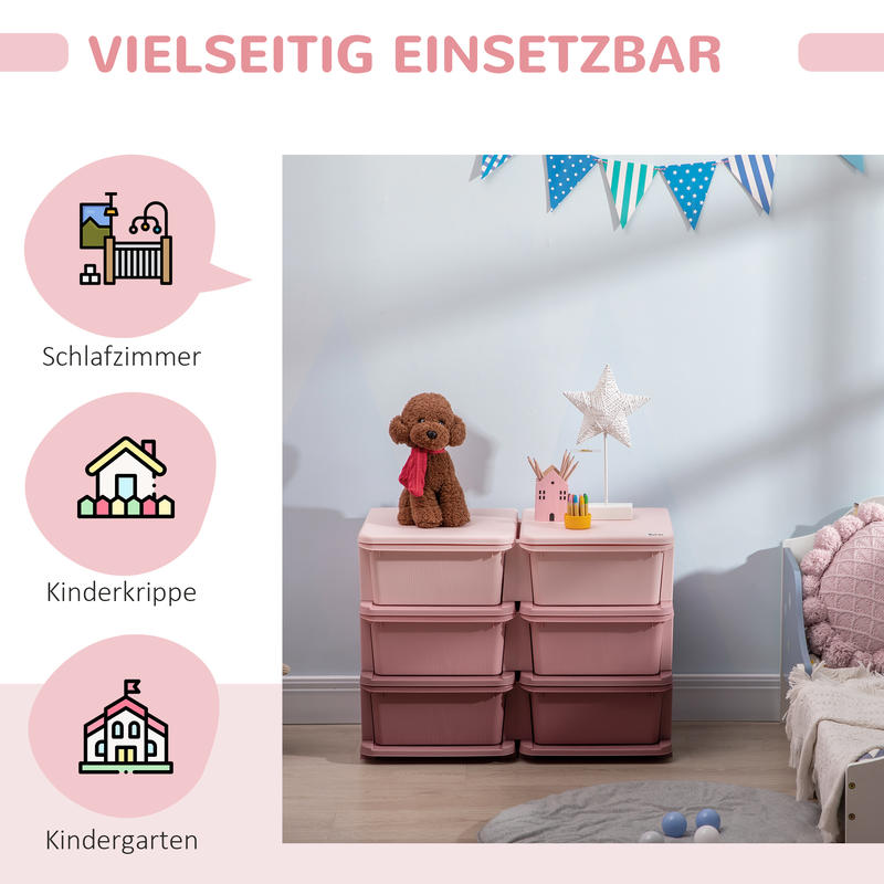 Opbergbox – Opbergdoos – Ladebak – Organizer – Sortimentsdoos – 3 Lades – Lichtgewicht Polypropyleen – Compact Roze Design