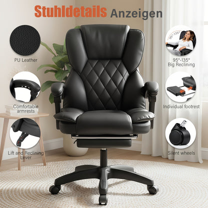 Bureaustoel – Office Chair – Ergonomische Stoel – Gamingstoel – Bureaustoel Met Voetensteun – Verstelbare Rugleuning – Rvs Frame