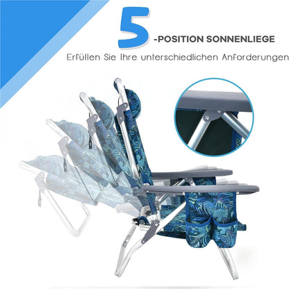 Campingstoel – Kampeerstoel – Vouwstoel – Strandstoel – Visstoel – 3-delige Set Met Verstelbare Rugleuning & Inclusief Tafel – Lichtgewicht, Waterbestendig Marine