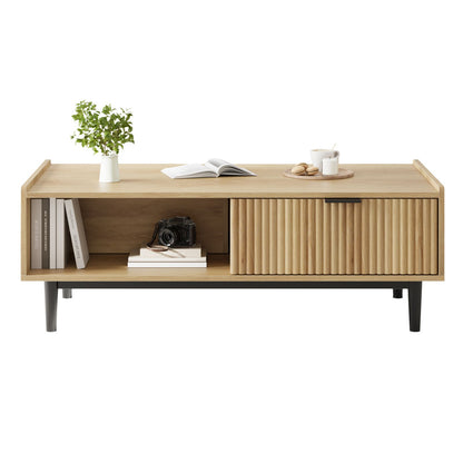 Buitenkoffietafel – Tuin tafel – Terras tafel – Balkon tafel – Salontafel – Massief hardhout – Twee opberglagen met laden