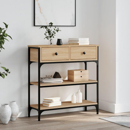 Sidetable – Consoletafel – Wandtafel – Haltafel – Bijzettafel – Sonoma Eiken – MDF En Metaal – Compact Ontwerp Met Opbergruimte