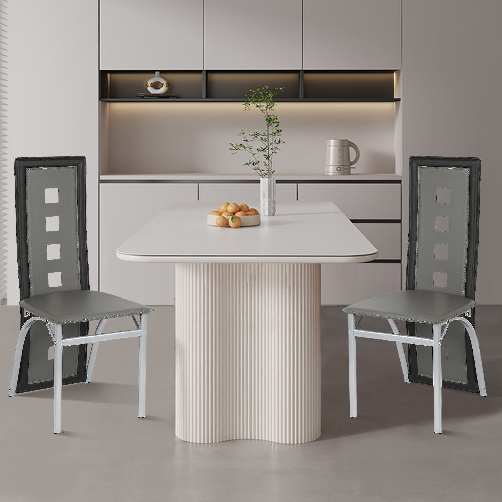 Eetkamerstoelen – Stoelen – Dining Stoelen – Keukenstoelen – Zwarte Grijs – Ergonomisch Design – Gevuld Zitkussen – Hoogwaardige Set 2 Stuks – 42,5 x 42 x 101,5 cm