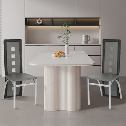Eetkamerstoelen – Stoelen – Dining Stoelen – Keukenstoelen – Zwarte Grijs – Ergonomisch Design – Gevuld Zitkussen – Hoogwaardige Set 2 Stuks – 42,5 x 42 x 101,5 cm