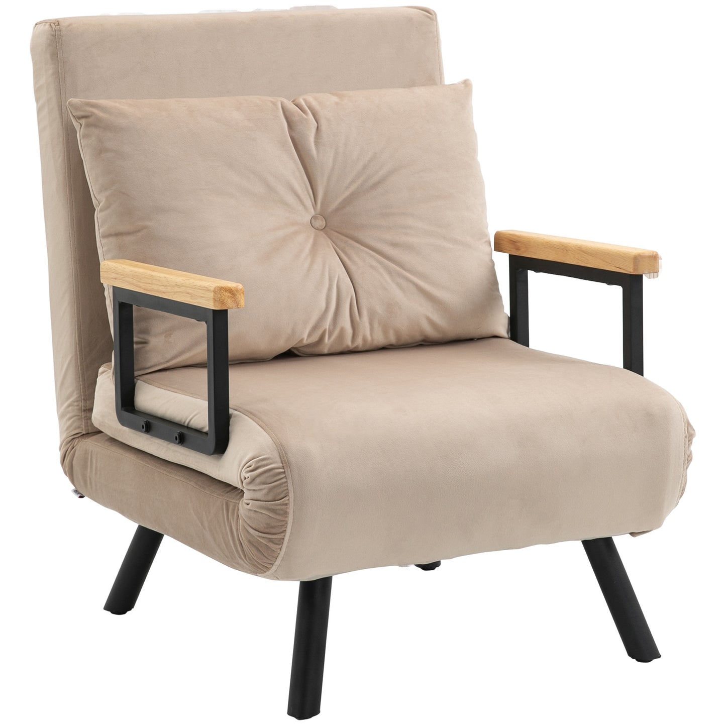 Relaxstoel – Relaxfauteuil – Leunstoel – Loungechair – Scandinavische Design – Beige Kussen Met Knopen – Verstelbare Rugleuning