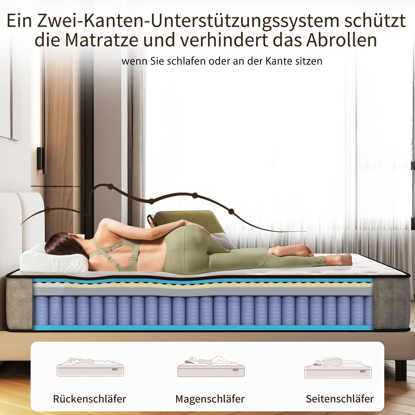 Hybride Matras – Matras – Slaapmatras – Pocketvering Matras – Memory Foam Matras – 140x200 cm – Medium Stevig – Ademend En Schokabsorberend