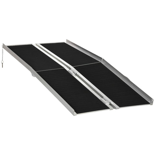 Oprijplaat – Rolstoelhelling – Drempelhulp – Oprit – Toegangsramp – Aluminium – Antislipoppervlak – 183 x 73,5 cm – Max 270 kg