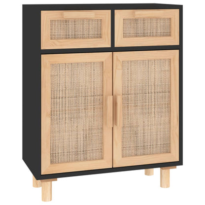 Dressoir – Opbergkast – Ladekast – Wandkast – Tv-meubel – Massief Den – Natuurlijk Rotan Accenten – Compact 60,96x30,48x74,93 cm
