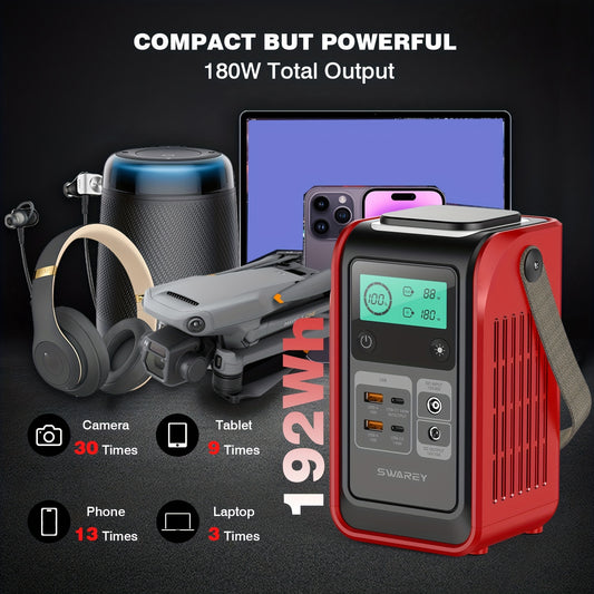 Powerbank – Power Station – Zonne-Generator – Draagbare Batterij – Camping Accu – 192Wh LiFePO4 Batterij – 140W USB-C Snelladen