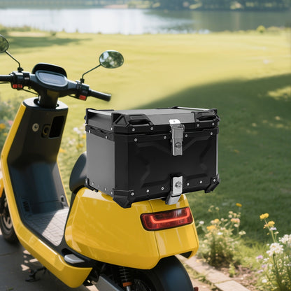Motorbox – Motorkoffer – Topkoffer – Bagagekoffer – Tail Box – 55 Liter Aluminium – Stevig en Waterdicht – Inclusief Slot en Afneembare Strap