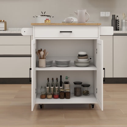 Keukenwagen – Keukentrolley – Keukenkast – Serveerwagen – Keukeneiland – Compact Formaat – Duurzaam Bamboe Werkblad