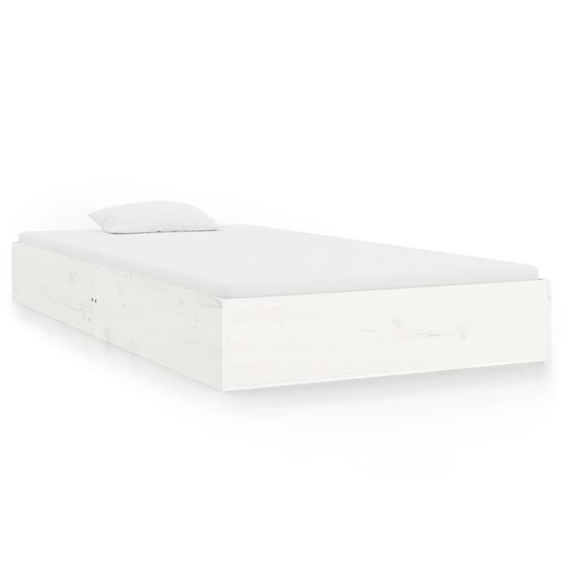 Contemporary White Wooden Bed Frame - 100x200cm Removable & Durable Solid Wood, High-Quality Easy Assembly, No Power Needed for Small Spaces, Bedroom Furniture, Minimalist Design, Durable Construction