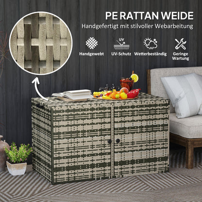 Opbergbox Tuinkist Tuinkist Opbergkist Kussenbox – 350 Liter – Weerbestendig Rattan-look – Met Handvatten en Veerdeksel – Mix Grijs
