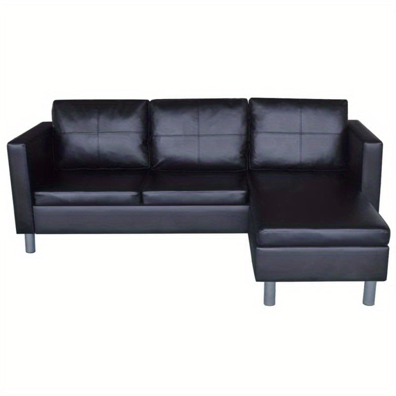 Bankstel – 3-zitsbank – Zitbank – Sofa – Bank – Zwart – Synthetisch Leer – Modern Design – Comfortabele Foamvulling