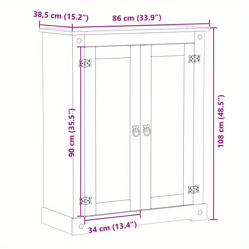 Schoenenkast – Schoenenrek – Schoenenkast – Opbergkast – Schoenenopbergmeubel – Marrone – Massief Vurenhout – 2 Deuren en 3 Lades – Vrijstaand en Stabiel – 86x38,5x108 cm