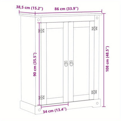 Schoenenkast – Schoenenrek – Schoenenkast – Opbergkast – Schoenenopbergmeubel – Marrone – Massief Vurenhout – 2 Deuren en 3 Lades – Vrijstaand en Stabiel – 86x38,5x108 cm