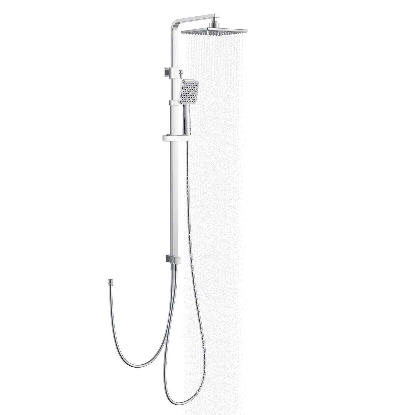 Modern 3-Function Thermostatic Shower System with Rainfall Shower Head & Handheld Spray - Wall-Mounted Square Design, Adjustable Temperature Control, No Batteries/Electrical Required, Easy Installation for Contemporary Bathro