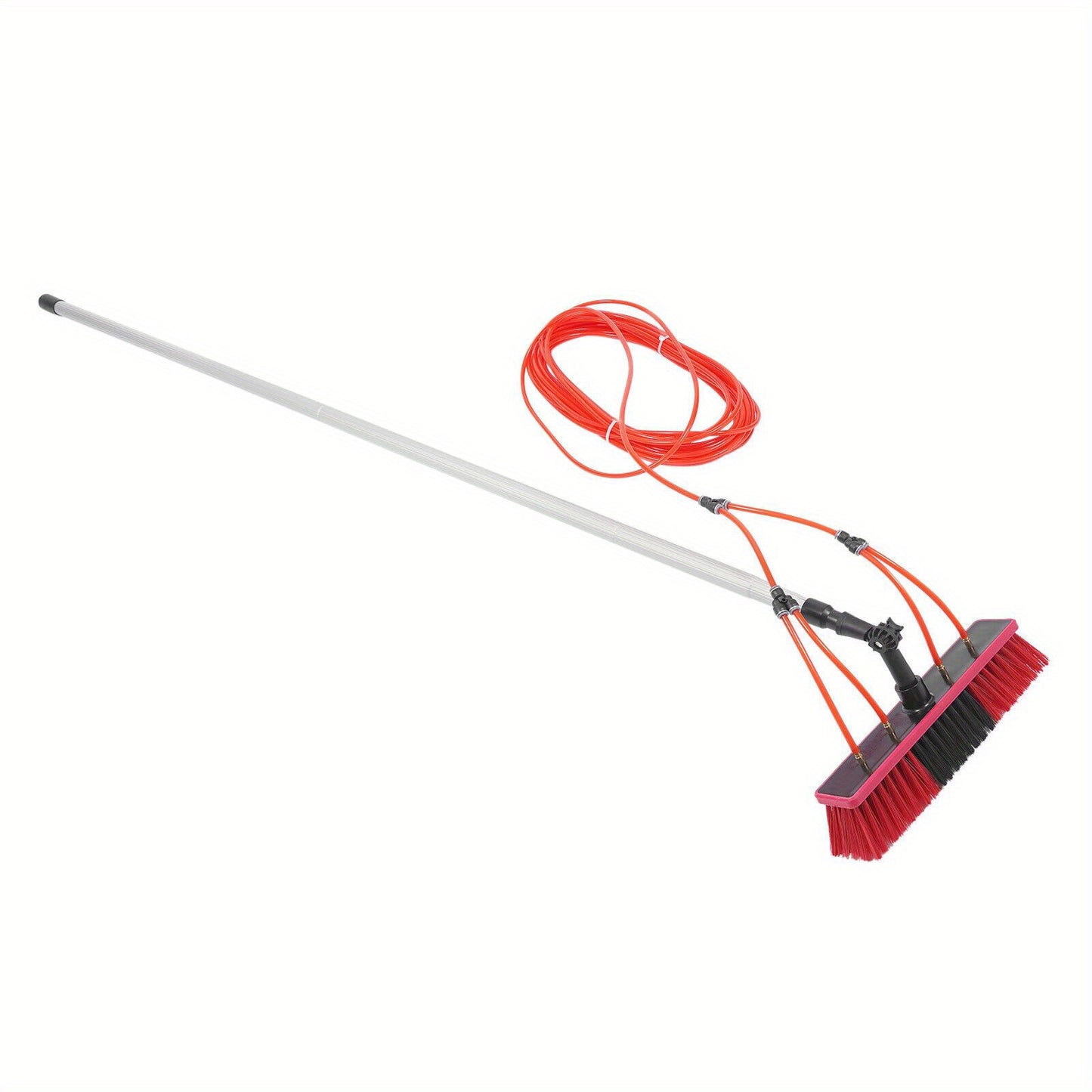 Waterborstel – Ramenborstel – Reinigingsborstel – Zonnepanelenborstel – Verandaborstel – Uitschuifbare Steel 1-8 Meter – 20 Meter Waterslang – Verstelbare Borstelkop 180° – Rood