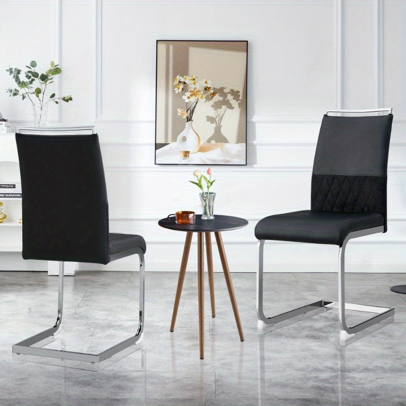 Eetkamerstoelen – Stoelen – Zitmeubilair – Side Chairs – Dining Chairs – Hoog Rugleuning – Metaal Frame – Rood & Zwart – Ergonomisch Padded Design