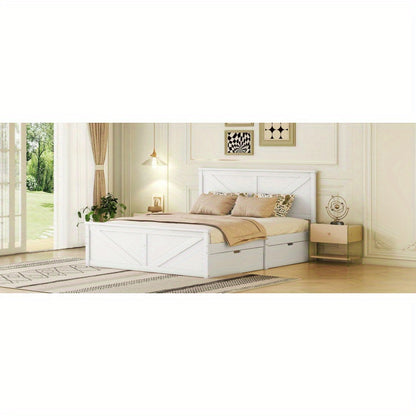 = WX000406AAA1 160X200 Simple Wooden Spray Bed with Four Drawers White