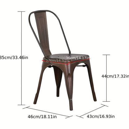 Set Of 4 Metal Chairs with Detachable Backrest, 85x43x46cm Industrial Style Steel Chairs for Kitchen, Cafe, Restaurant & Event Seating, Kitchen Seating, Cafe Furniture, Modern Chairs, Minimalist Design, Steel Frame, Robust Bu