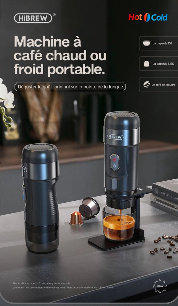 Draagbare Koffiemachine - Elektrisch Koffiezetapparaat - Voor Onderweg - 12V Espresso Maker - Portable Coffee Brew Machine - Warm en Koud Extractie - Opwarm-functie - 15 bar Extractie - 80W