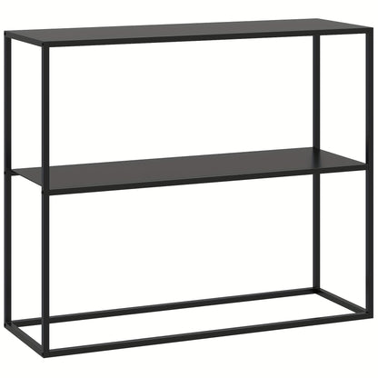 Sidetable – Wandtafel – Haltafel – Bijzettafel – Opbergrek – Met Stalen Frame – Anti-Kantel Bescherming – 90x30x75 cm