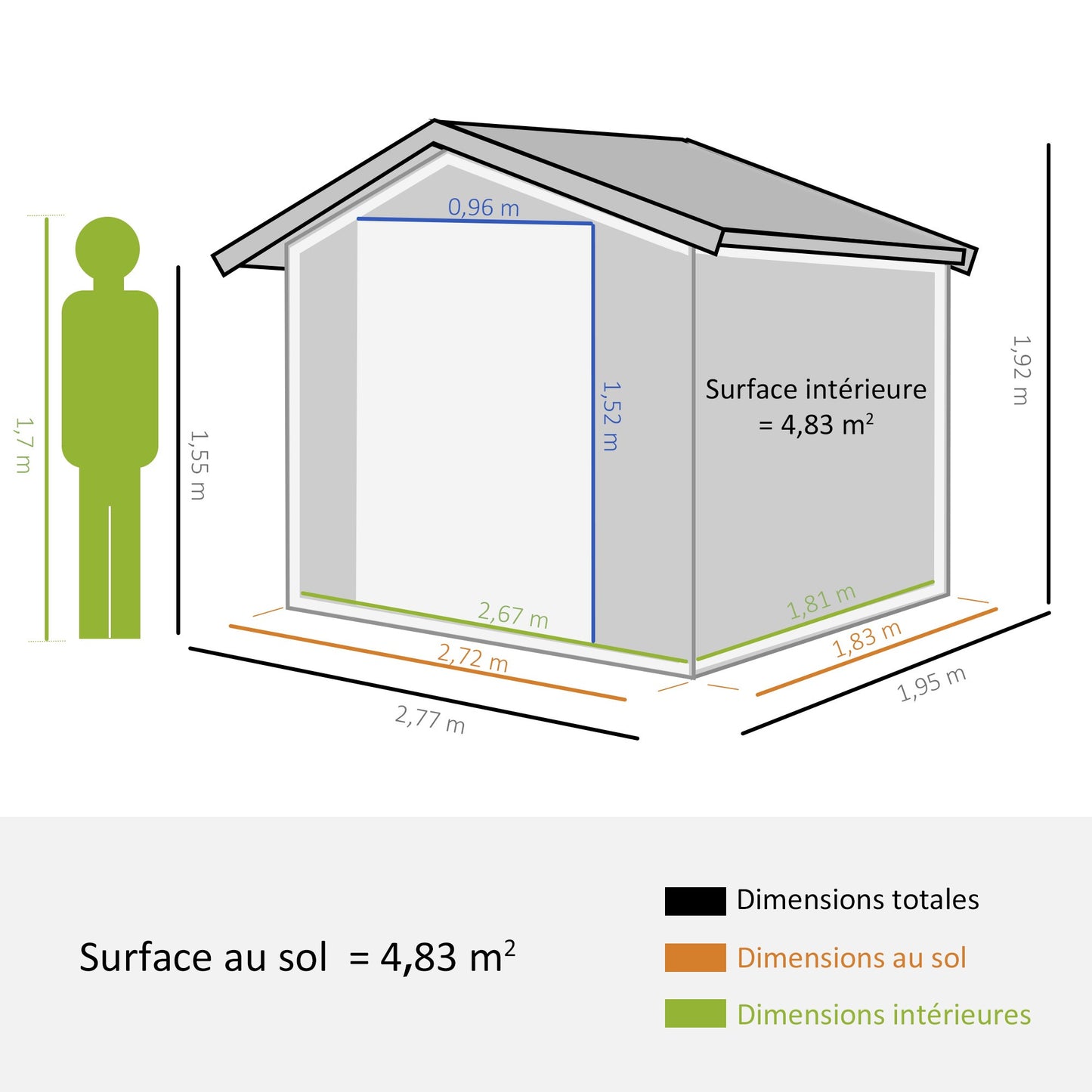 Tuinberging – Tuinhuisje – Tuinschuur – Opbergkast – Berging – Stalen Tuinkast Donkergrijs – 2,77 x 1,95 x 1,92 m – Ventilatie en Schuifdeuren