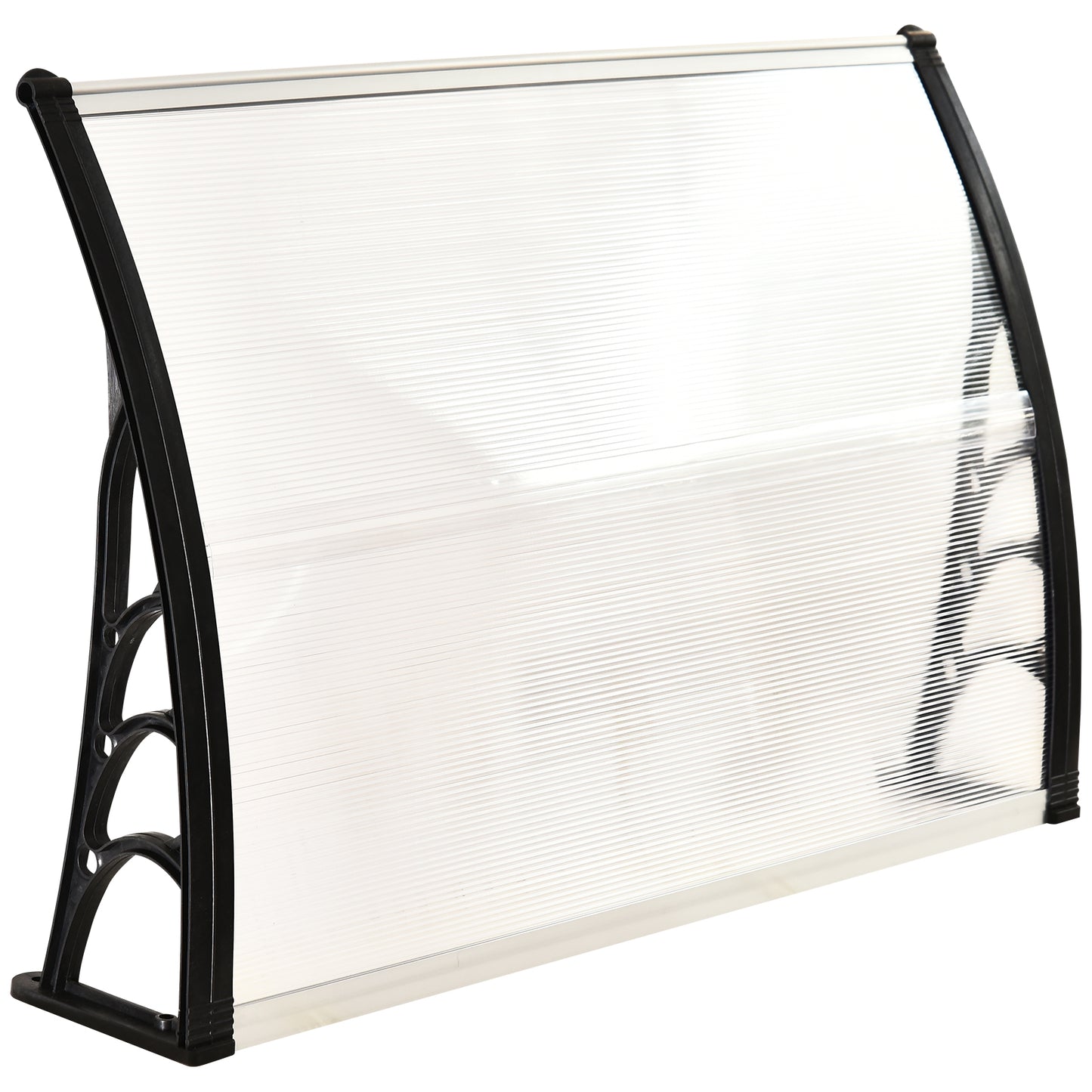 Voordeuroverkapping – Dakoverkapping – Deurkap – Overstek – Entreebescherming – Wit Frame – Polycarbonaat Dak – 75 x 100 cm – Schuin Ontwerp
