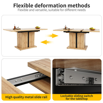 Uitklaptafel – Klaptafel – Inklapbare Tafel – Vouwtafel – Eettafel – Uitschuifbaar 119-158,5 cm – Ruimtebesparend Design – Natuurlijk Hout MDF