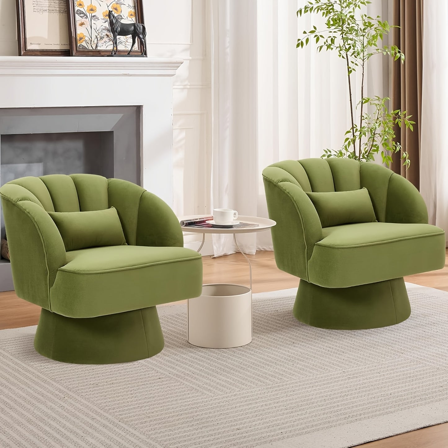 Draaifauteuil – Lounge Stoel – Fauteuil – Leunstoel – Relaxstoel – Groen Velvet – 360° Draaibaar – Ergonomische Wingback Rugleuning