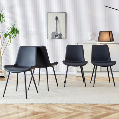 Scandinavische Eetkamerstoelen – Stoelen Set – Eetkamerstoelen – Cafestoelen – Keukenstoelen – Zwarte Variant – Ademend Katoenen Zitoppervlak – Stevige Metalen Poot Met Antislip