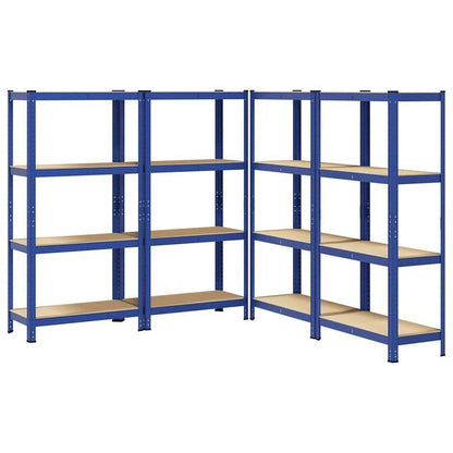 4-laagse Opbergkast – Opbergsysteem – Rek – Plankenkast – Stellingkast – Blauw – Stevig Staal & Engineered Hout – Compact Design