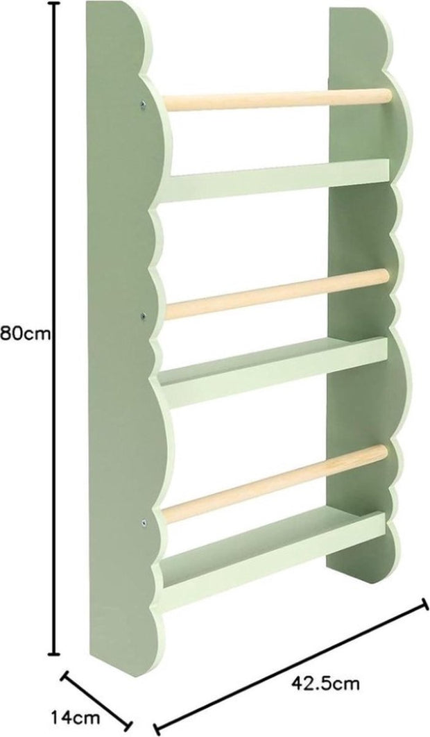 Kinderboekenkast - Wandrek met 3 Planken van Grenenhout E1 MDF - Reis naar het Bos - Kinderrek voor kinderkamer - Opbergen van Boeken - Boekenkast Kind
