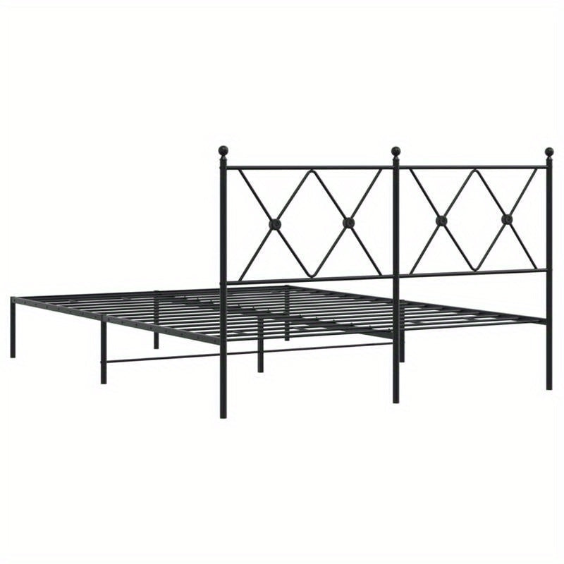 Metal Bed Frame with Headboard, 140X190 Cm