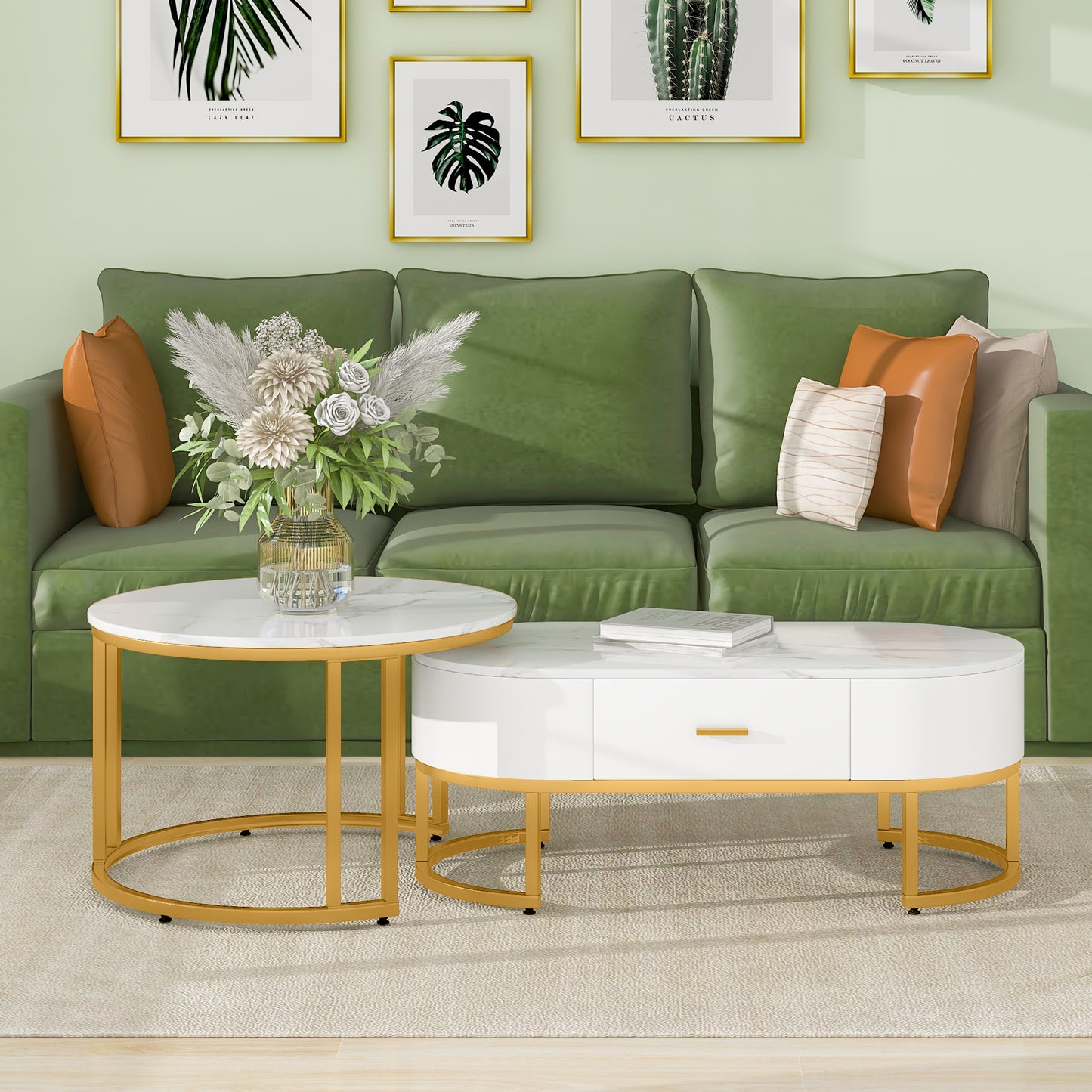 Coffee Tables 2pcs Table Frame Metal Gold, Noble Living Room Tables, Modern Set Tables