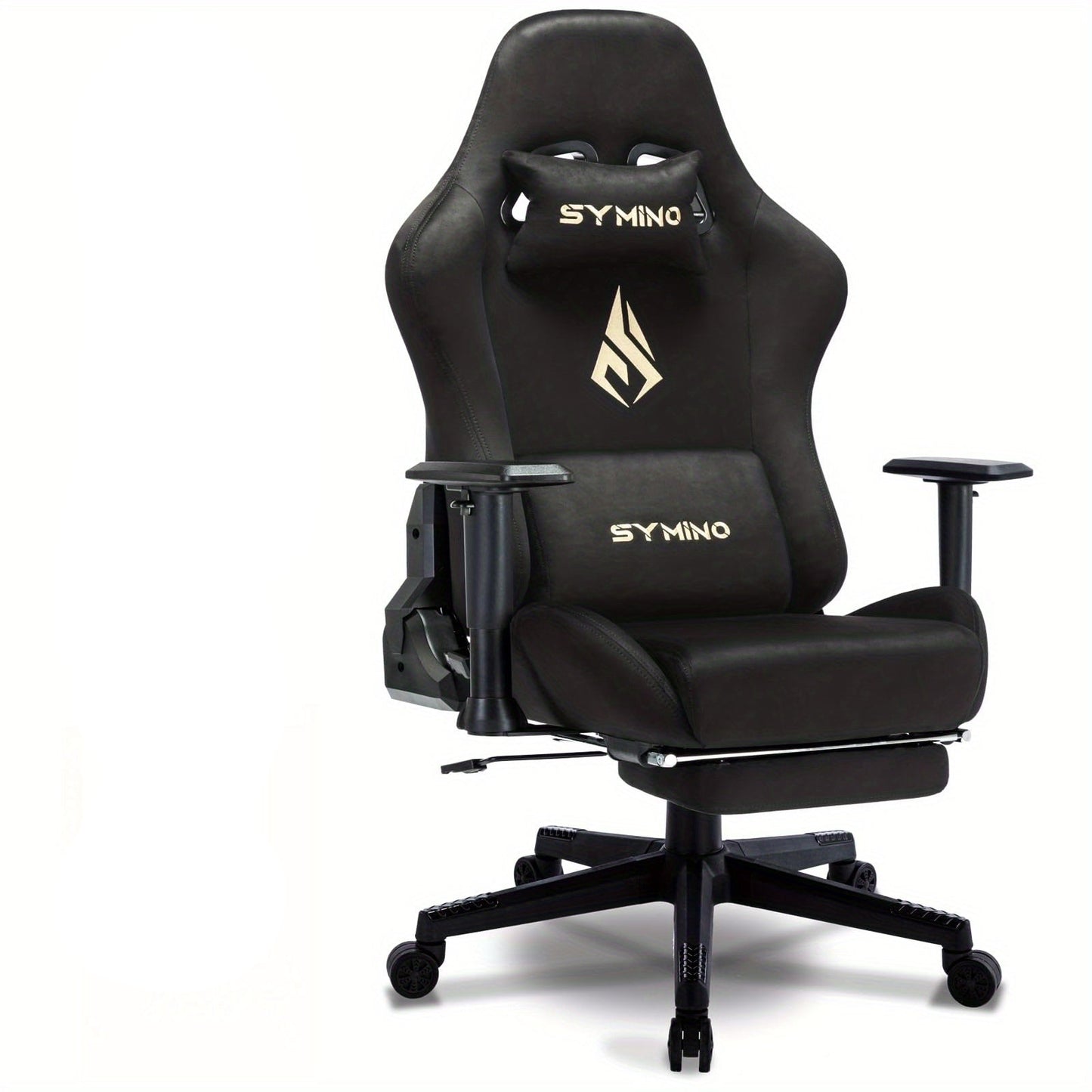 Gamingstoel – Gamestoel – Bureaustoel – Gaming Chair – Game Stoel – Verstelbare Hoogte & Draaibare Vijfwielige Basis – Zacht Gepolsterde Armleuningen & Makkelijk Schoon Te Maken – Zwart