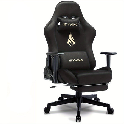 Gamingstoel – Gamestoel – Bureaustoel – Gaming Chair – Game Stoel – Verstelbare Hoogte & Draaibare Vijfwielige Basis – Zacht Gepolsterde Armleuningen & Makkelijk Schoon Te Maken – Zwart