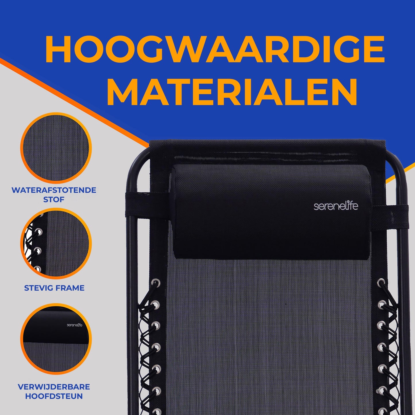 Loungebank – Loungestoel – Tuinbank – Balkonstoel – Verstelbare Ligstoel – Inclusief Afneembare Kussens – Met Bijzettafel en Bekerhouders – Vouwbaar Design