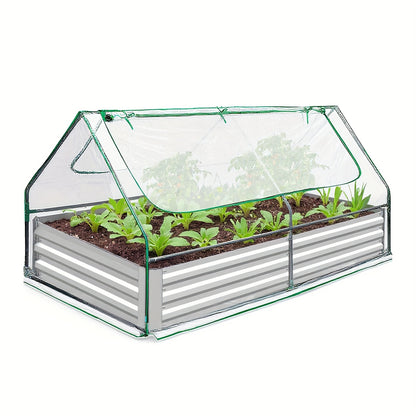 hoogtebaktuin – moestuinbak – kweekbak – plantenbak – kruidentuin – verzinkt metaal – geïntegreerde kas met oprolbare vensters – 180x90x90 cm