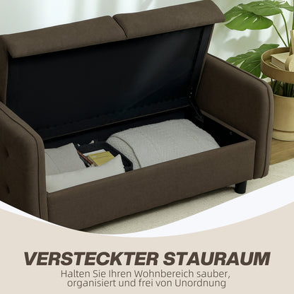 Bankstel – 2-Zitsbank – Sofa – Loveseat – Zitbank – Fluwelen Bekleding – Met Opbergruimte – Compact Formaat – Stevig Comfort