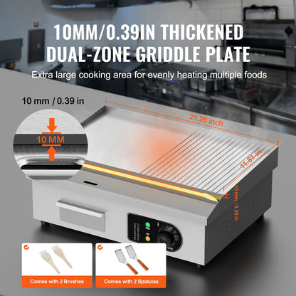 Elektrische Grillplaat – Elektrische Bakplaat – Contactgrill – Tafelgrill – Bakplaat Grill – 3200W Vermogen – 54x30 cm Groot Kookoppervlak