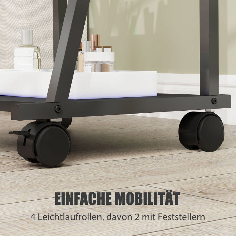 Salontafel – Woonkamertafel – Bijzettafel – Koffietafel – Opbergbank – Hoogglans Zwart-Wit – 100,5 cm Hoog – Schuifbare Tafelplaat Met Lade