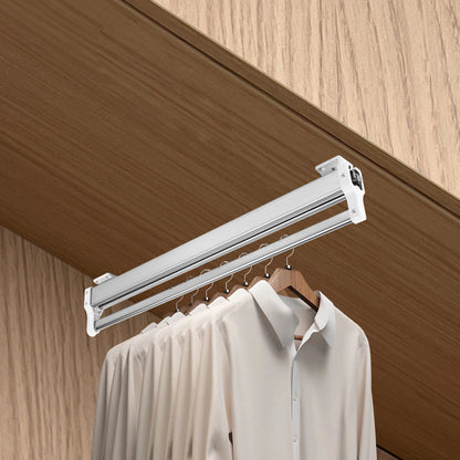 Adjustable Hanging Sliding Rail Clothing Rack with Heavy-Duty Carbon Frame - Extends 53.34-109.22 cm Length, 55 Weight Capacity Wardrobe System for Hanging Pants, Skirts, Scarves - Space-Saving Vertical Storage Organizer