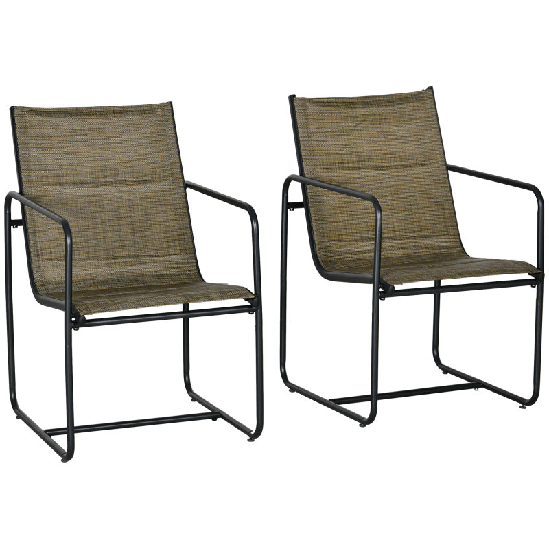 Balkonstoelen – Tuinstoelen – Buitenstoelen – Terrasstoelen – Balkonstoel Set Bruin – Stevig Metalen Frame – Ademend Polyester