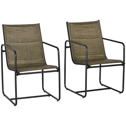 Balkonstoelen – Tuinstoelen – Buitenstoelen – Terrasstoelen – Balkonstoel Set Bruin – Stevig Metalen Frame – Ademend Polyester