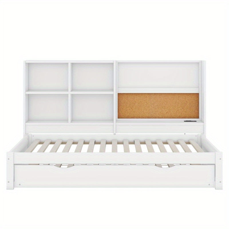 Slaapbank – Bedbank – Logeerbed – Sofa Bed – Bedbank Met Opbergruimte – Wit – Uitklapbaar – Met Duurzaam Metalen Frame – Geen Montage Nodig