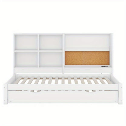 Slaapbank – Bedbank – Logeerbed – Sofa Bed – Bedbank Met Opbergruimte – Wit – Uitklapbaar – Met Duurzaam Metalen Frame – Geen Montage Nodig
