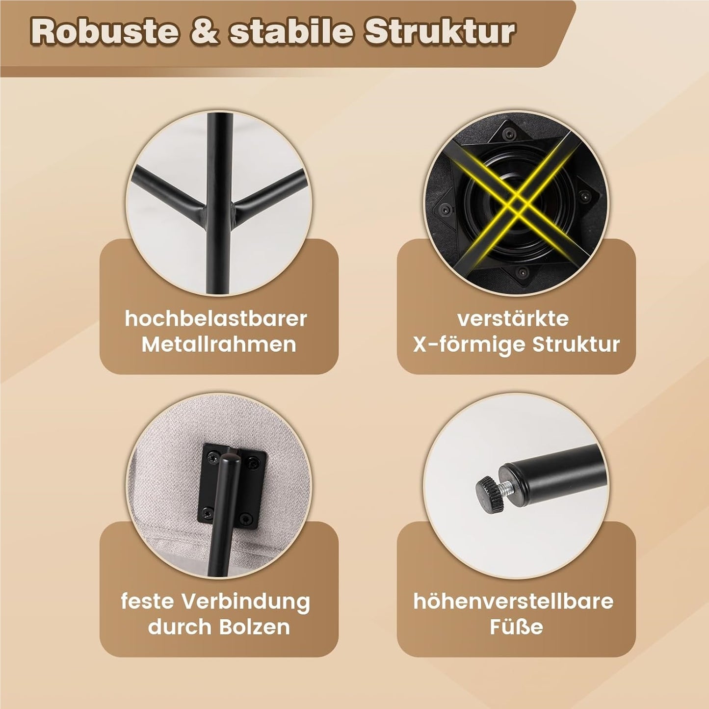 Barstoel – Barkruk – Keukenstoel – Barstoel Set – Barstoelen – Draaibaar 360° – Linnen Bekleding – Zithoogte 63,5 cm