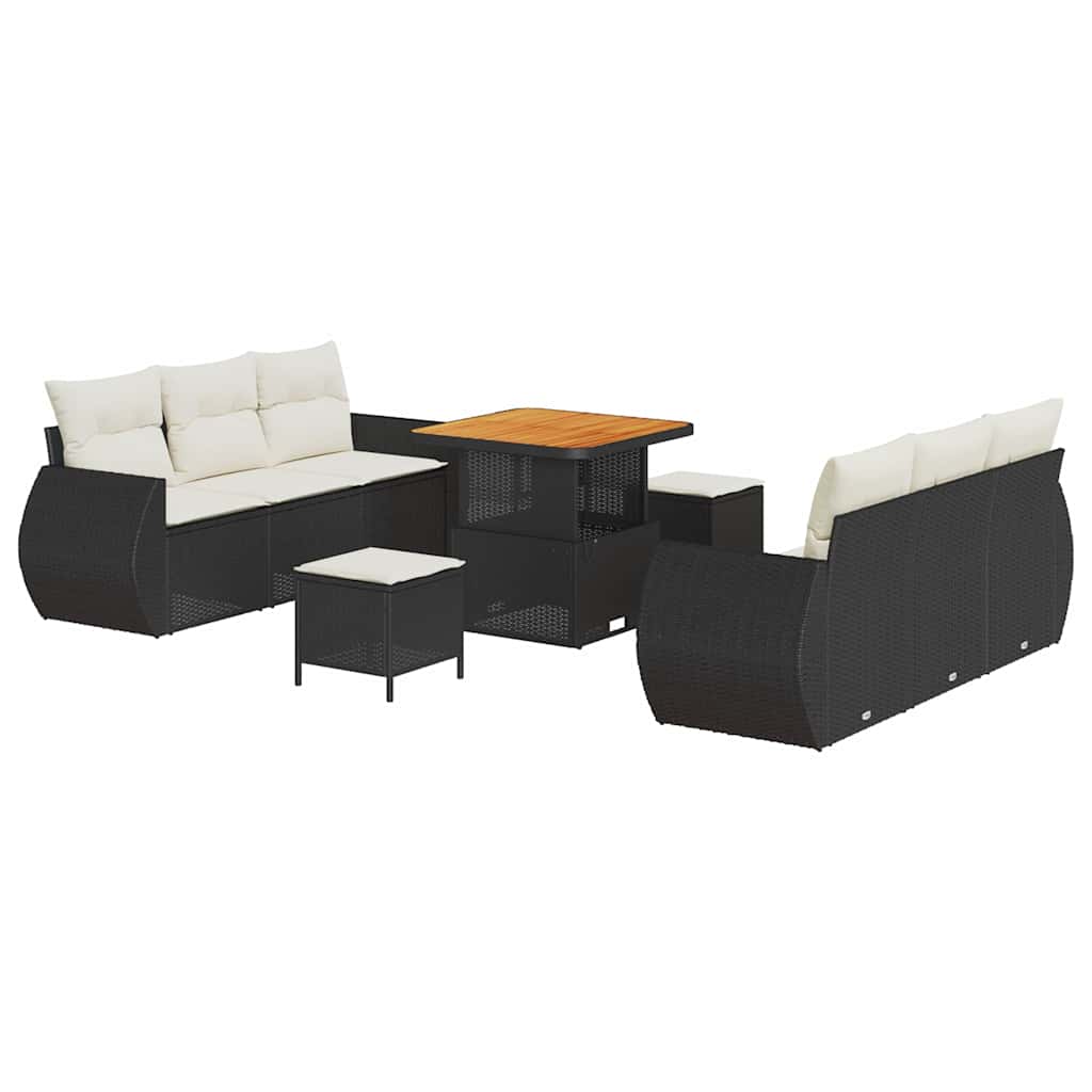 Tuinbank – Buitenbank – Tuinmeubel – Loungeset – Zithoek – Ruime Zitplaatsen – Weerbestendig Rotan – Crème Beige Kussens