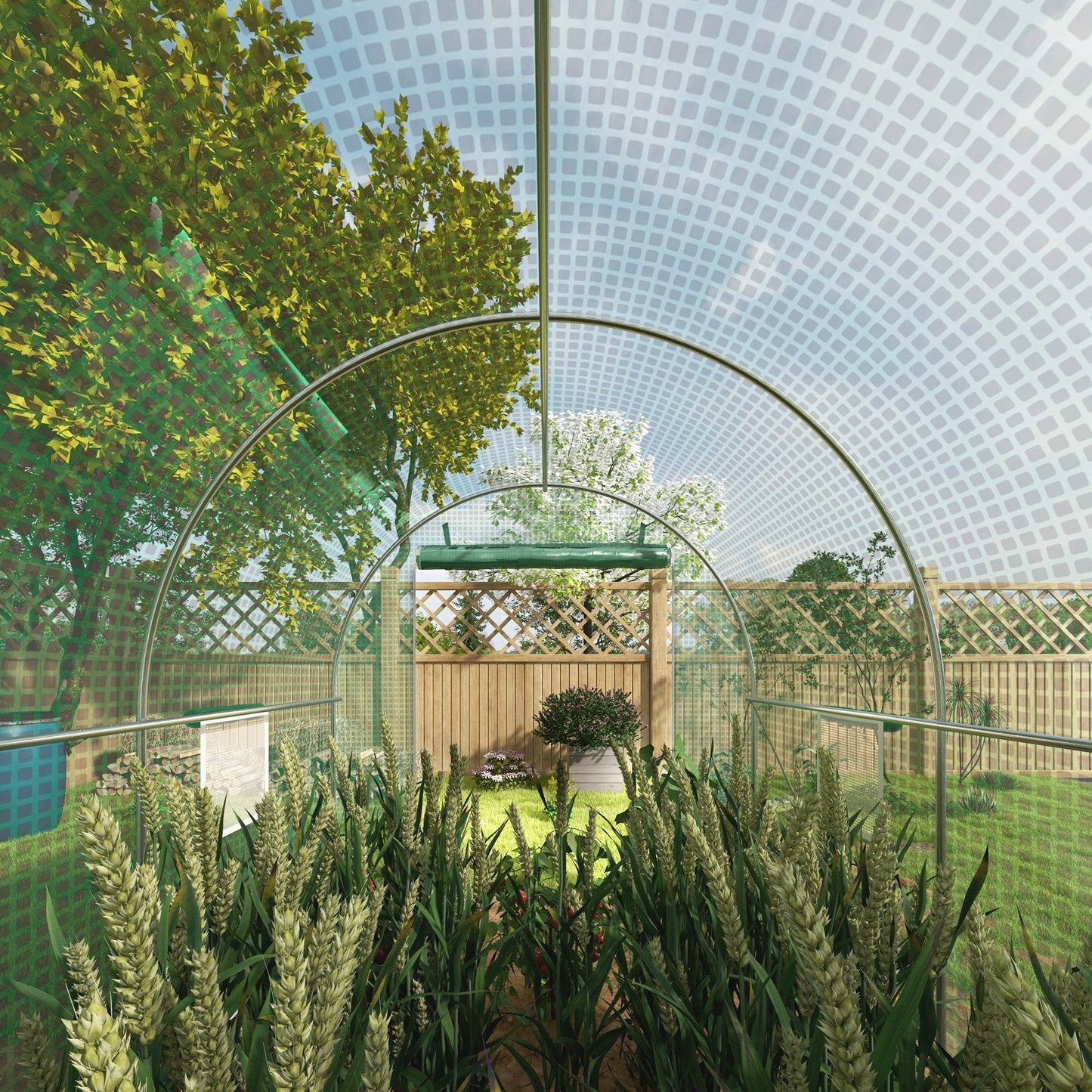 Tunnelse kas – Tuinkas – Broeikas – Groentekas – Plantenkas – 8 m² vloeroppervlak – Versterkt stalen frame – Dubbele ritssluiting – 6 oprolbare ramen – Groen